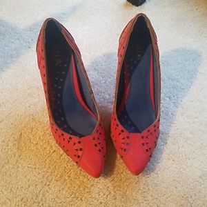 Red high heel shoes